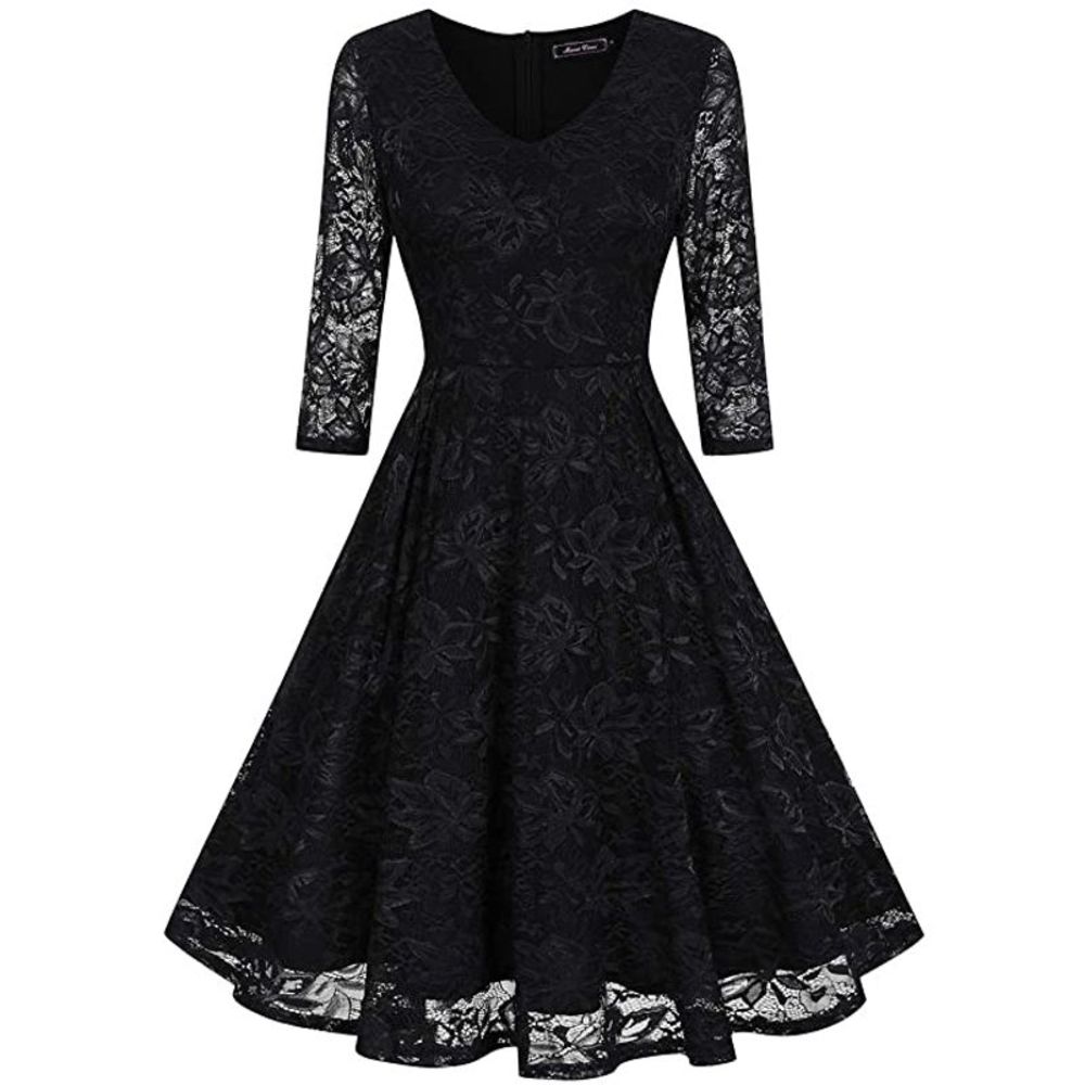 Mari Cias Women's V-Neck Dress Black Cocktail S